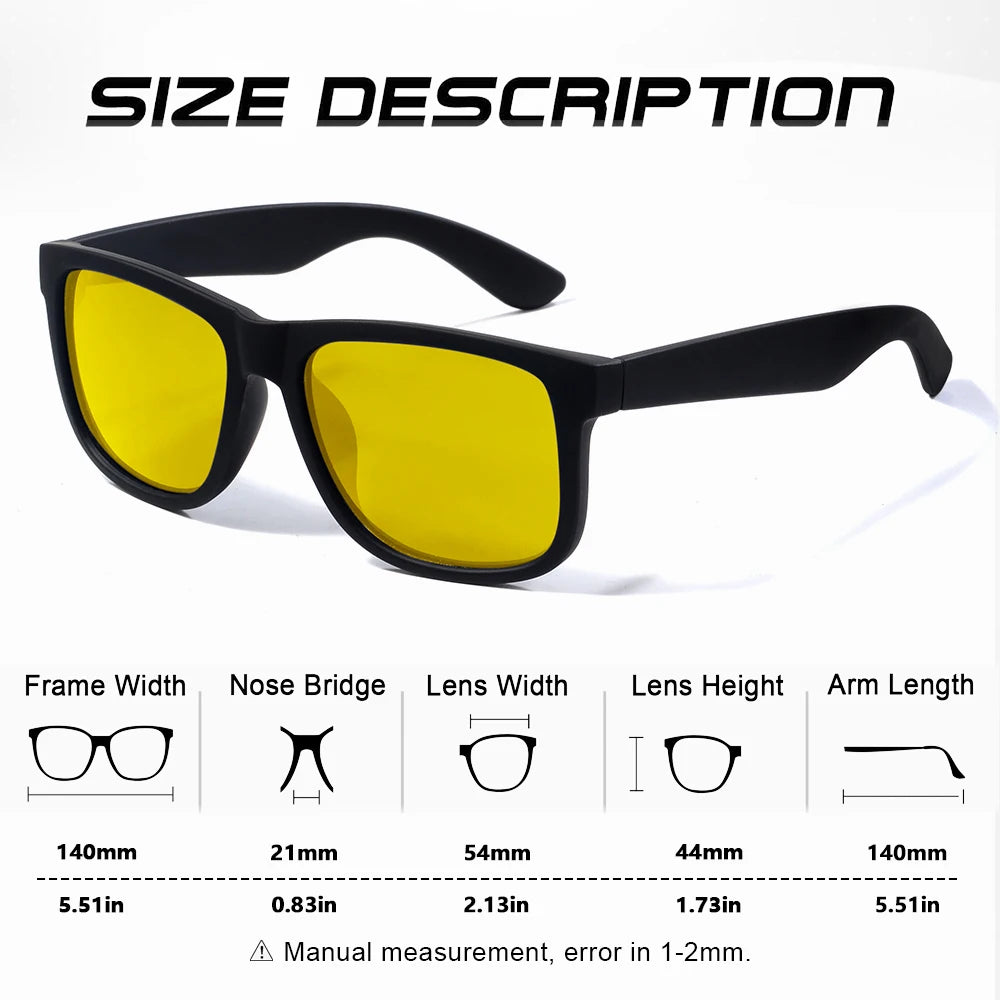 CRIXALIS Polarized Sunglasses For Men Night Vision Driving Square Trendy And Fashion Fishing Sun Glasses Women Male UV400