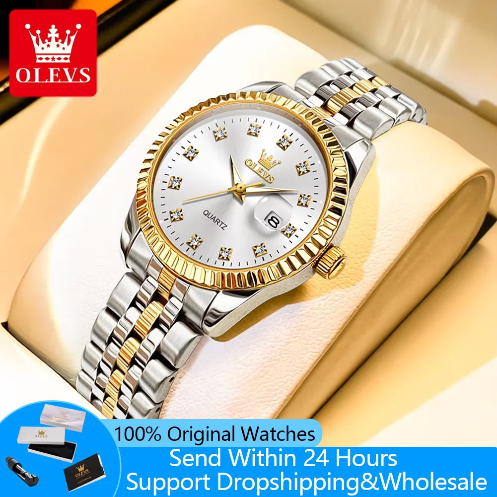 OLEVS 5526 Women Watch Diamond Scale Quartz Fashion Ladies Wrist Watches Date Waterproof Luminous Luxury Dress Watch For Women