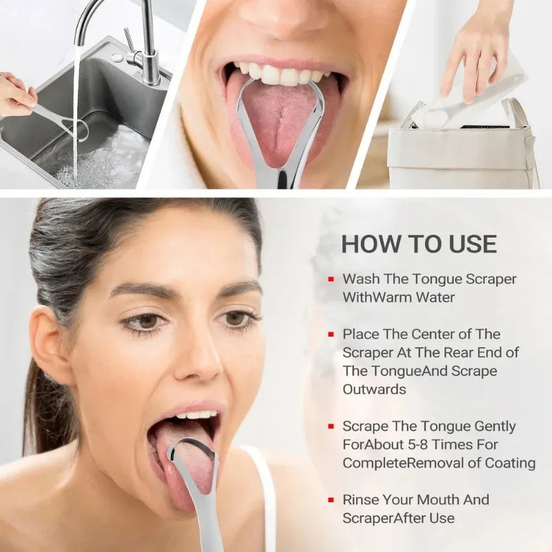 Stainless Steel Tongue 1pc Scraper Tongue Coating Cleaner TongueCoating Brush Cleaning Tongue Coating Removing Bad Breath OralCa