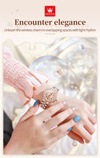 OLEVS 9943 Rose Gold Ladies Watch Stainless Steel Waterproof Full Diamond Quartz Watch for Women Set Gift