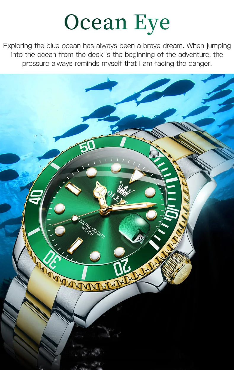 OLEVS New Man Watch Luxury Top Brand One-Way Rotating Outer Ring Design Quartz Watch for Men Auto Date Waterproof Wrist Watches