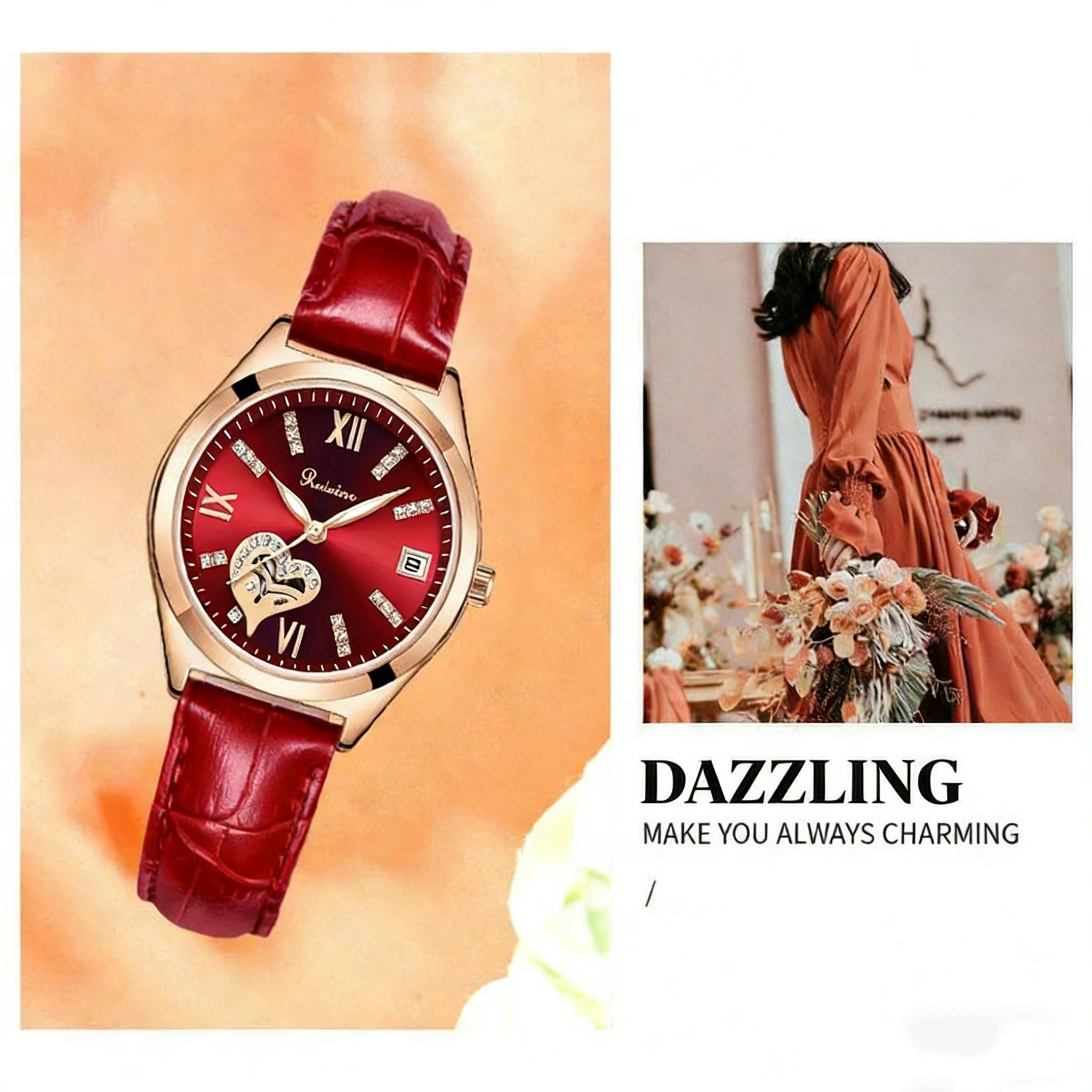 RUIXINE Fashion Woman Watches Waterproof Luminous Date Leather Quartz Wristwatch Elegant Dress Ladies Watch For Woman's Gift