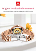2026 New OLEVS Rose Gold Steel Women's Watches Luxury Brands Automatic Mechanical Watch For Women Fashion reloj para mujer