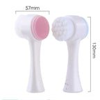 3D Double Silicone Facial Cleansing Brush Manual Massage Facial Brush Soft Bristles Exfoliator Double Sided Face Wash Brush
