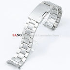 Curved End Watchband Men Women Metal Bracelets 20mm 22mm Stainless Steel Sport Strap Universal Replacement Wristband Accessories