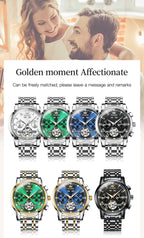 100% Original OLEVS Automatic Mechanical Couple Wrist Watches for Men and Women Waterproof Watches His or Hers Lover's Watch Set