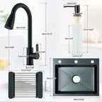 Matte Black 304 Stainless Steel kitchen Sinks Cold And Hot Water Mixer With Soap Dispenser And Cup Washer