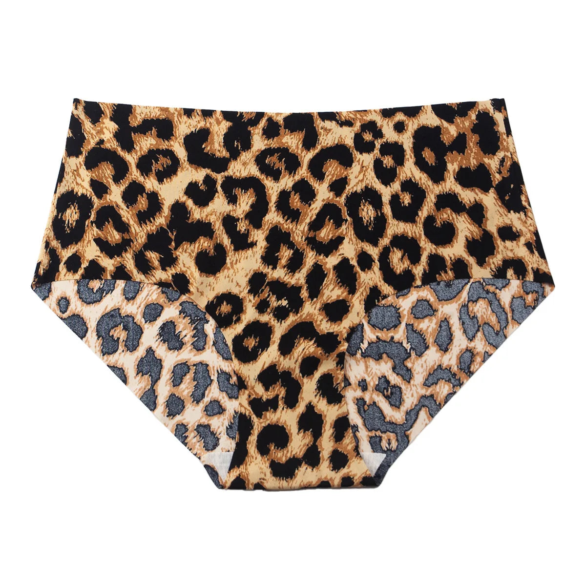 6pcs Women's Seamless Ice Silk Panties Female Mid Waist Plus Size Leopard Print Underwear Girls Fashion Brief Lady Comfort Panty