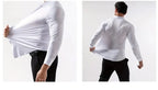 New Design Men's Solid Shirt Long Sleeve Autumn High Elasticity Casual Wrinkle Free No ironing Business Formal White Blue Social