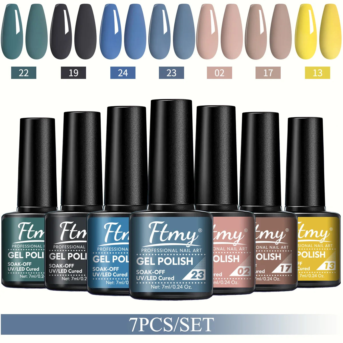 7pcs 7ml Gel Nail Polish Set Popular Color Gel Polish Soak Off UV LED Semi-Permanent Nail Gel Polish Manicure Varnish DIY Starte