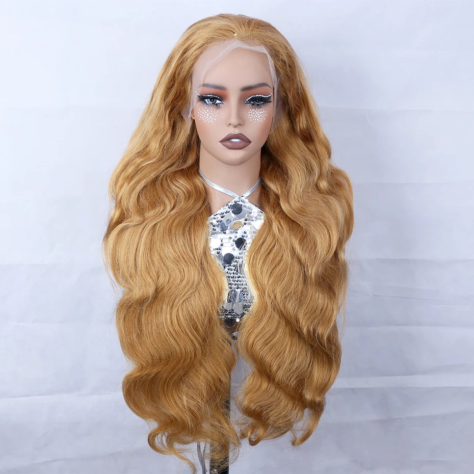 Body Wave 13x6 Honey Blonde Lace Frontal Wig Brazilian #27 Blonde Colored Human Hair Wigs For Women Pre Plucked 13X6 HD Lace Wig