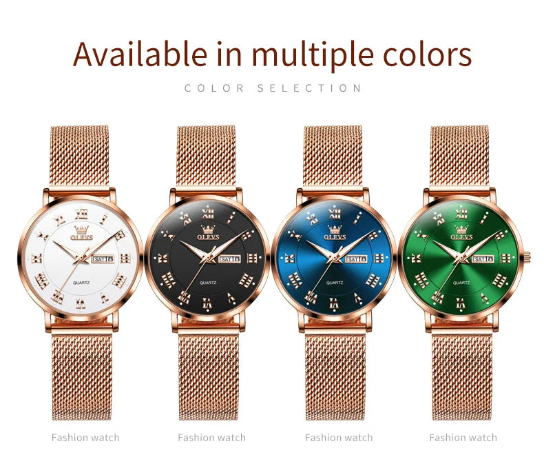 OLEVS 2920 Women's Watch Top Quality Stainless Steel Waterproof Double Calendar Quartz Watch Classic Fashion Luxury Women Watch