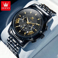 OLEVS 2892 Mens Watch Original Business Quartz Watch Moon Phase Multifunctional Chronograph Watches For Men With Box Reloj New