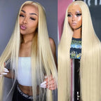 613 Honey Blonde Color Synthetic 13X4 Lace Front Wig For Black Women Straight Preplucked Bleach Knots Soft Cosplay Daily Party
