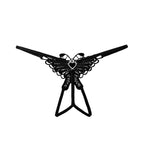 Sexy Pearl Beaded T-shaped Pants Underwear Women Lace Hollow Out Butterfly Embroidered G String Underpants Are Open Summer New