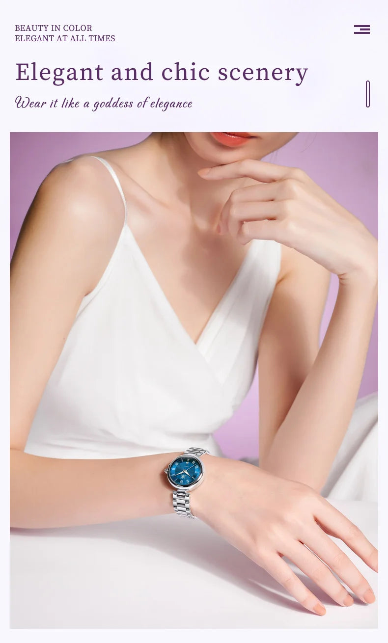 OLEVS 5608 Luxury Brand Women's Wristwatch Waterproof Stainless Steel Strap Luminous Date Quartz Watch for Ladies