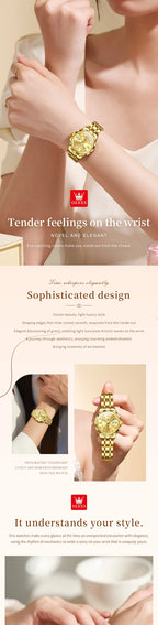OLEVS 6727 Fashion Elegant Women's Automatic Mechanical Watches Simple Versatile 30m Waterproof Original Lady Wristwatch Genuine