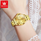 OLEVS 2910 Women's Watches Elegant Original Quartz Watch for Ladies Stainless Steel Waterproof Luminous Automatic Date Reloj
