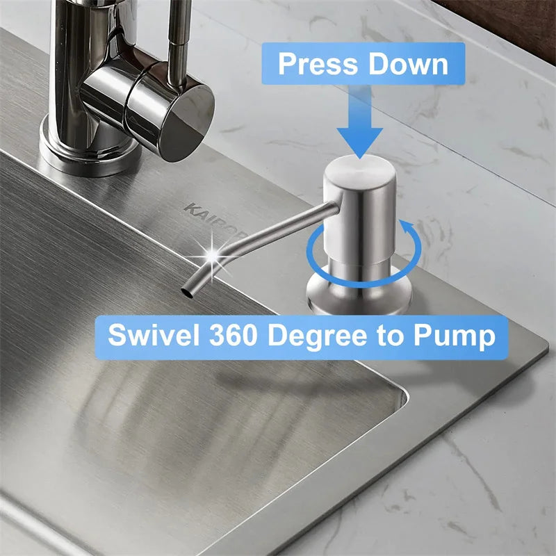 Stainless Steel Liquid Soap Dispenser Pump Kitchen Sink Hand Pressure Liquid Dispenser Kitchen Hardware Accessories