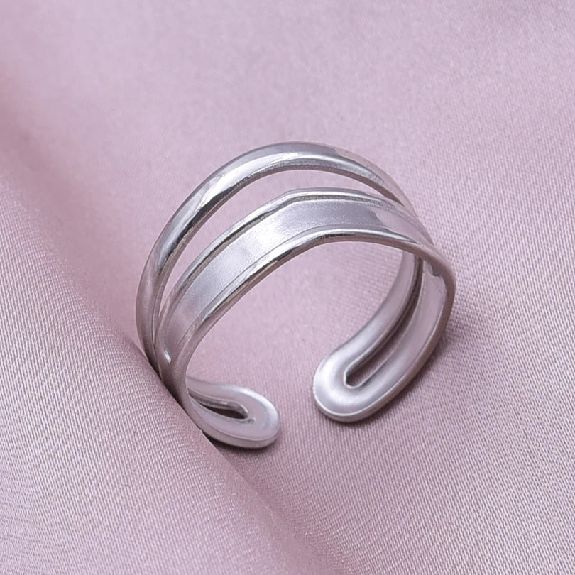 Simple Geometry Fashion Stainless Steel Open Rings For Women Men Accessories Silver Color Heart Sun Round Blank Base DIY Anillos
