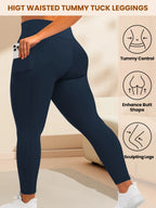 Women's High-Waisted Yoga Pants Plus Size Butt-Lifting Workout Leggings with Pockets Elastic Activewear for Gym & Running