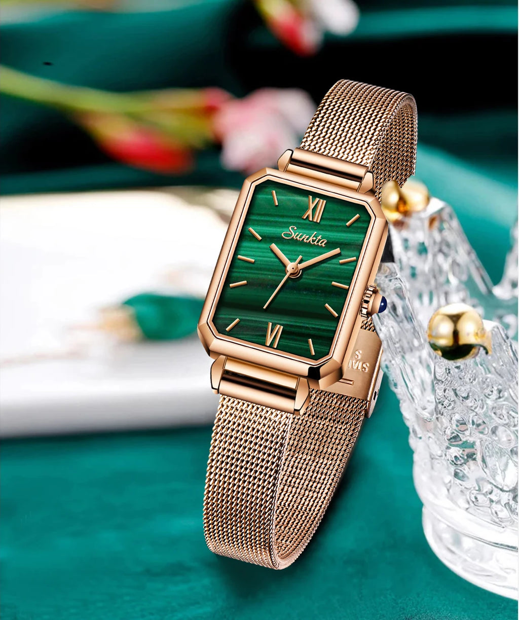 New LIGE Brand SUNKTA Women Watch Quadrate Quartz Waterproof ClockPersonality Fashion Female Quartz Wristwatch Relogio Feminino