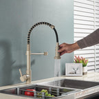 Kitchen Faucet Sink Faucet One Handle Spring Hot and Cold Water Tap Deck Mounted  Stream Sprayer Stainless Steel