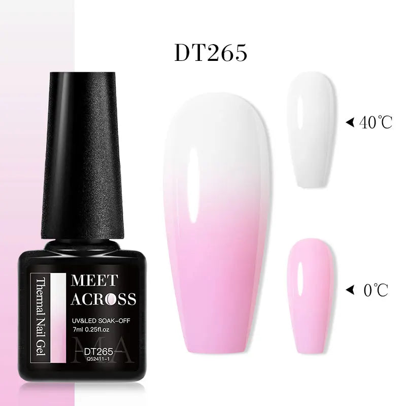 MEET ACROSS 75 Colors Thermal Nail Gel Polish 3 Colors Changing Nail Art Supplies for Manicure DIY Design Long Lasting UV/LED
