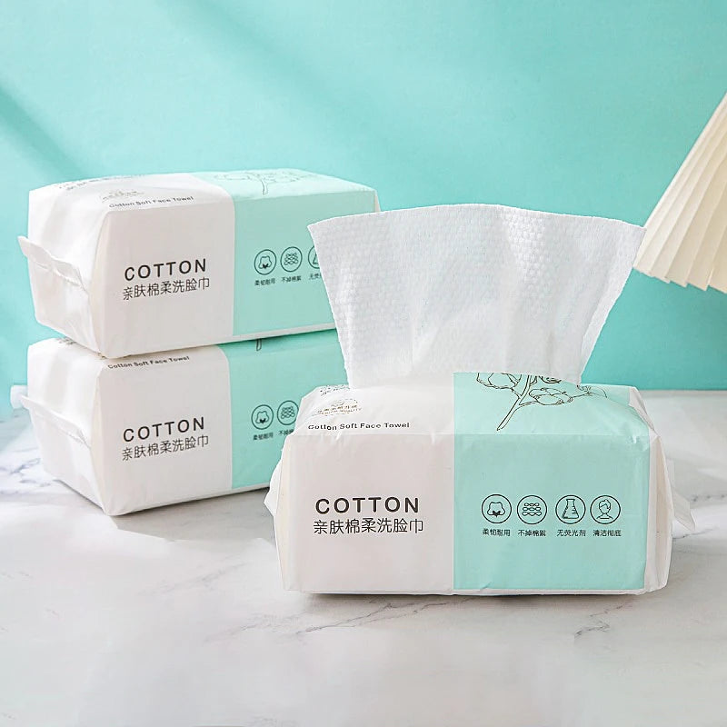 1 Pack 30 Count Thickened Disposable Face Towel 100% Cotton Soft Fabric Travel Cleansing Dry Wet Makeup Remover Pearl Cotton Reu