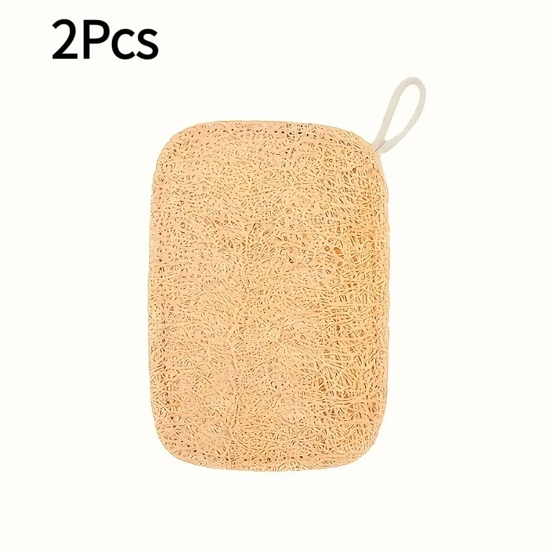 1/6pcs Natural Loofah Exfoliating Sponges - Gentle Body Scrubber for Shower & Bath, Bamboo Fiber Cleaning Pads