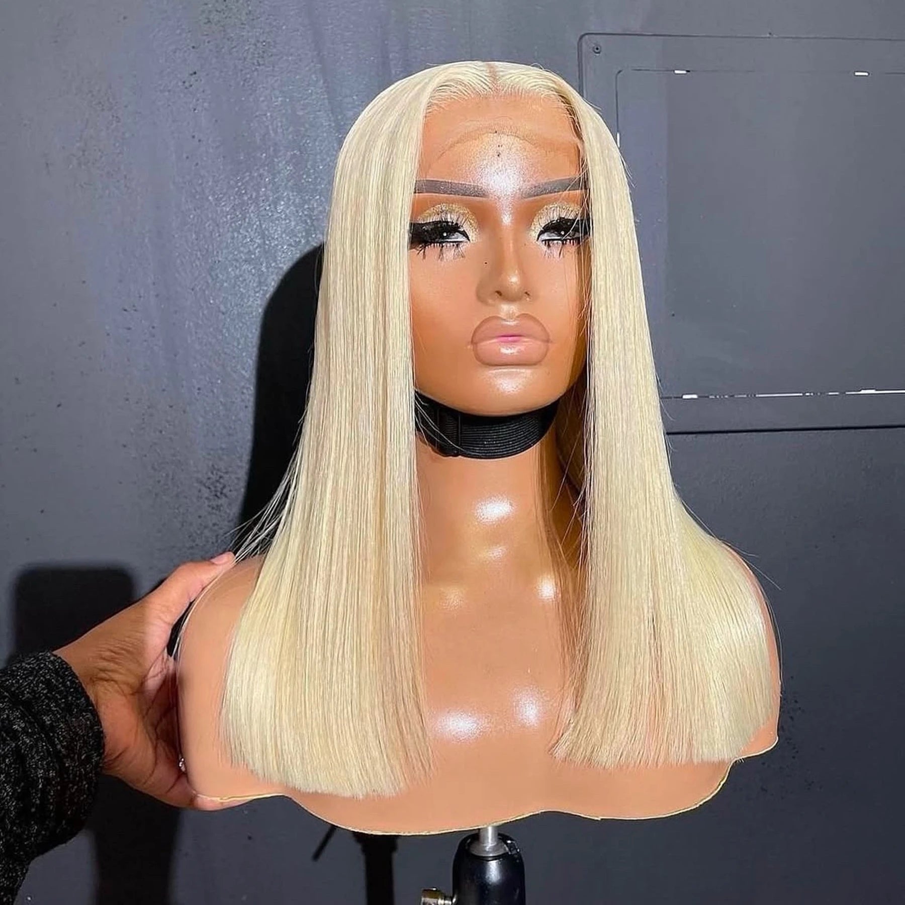 613 Honey Blonde Color Short Bob Straight 13X4 Full HD Lace Frontal Wig For Women Preplucked Bleach Knots Cosplay Daily Party