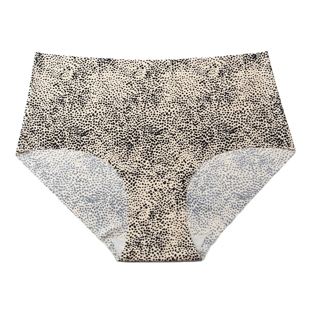 3pcs Women's Seamless Ice Silk Panties Female Mid Waist Plus Size Leopard Print Underwear Girls Fashion Brief Lady Comfort Panty