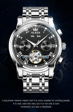 OLEVS 6607+6602 Original Men Women Watch Luxury Brand Tourbillon Mechanical Watch High end Romantic Lover Date Gift Couple Watch