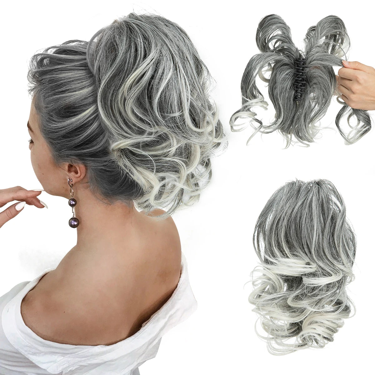 Synthetic Diy Claw Clip In Ponytail Hair Extensions Hairpiece Hair Bun Fake Black Blonde Natural Hair False Pigtail for Women