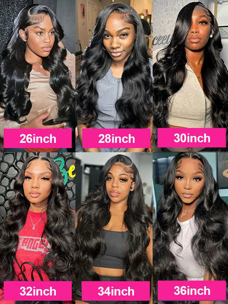 250 Density 100% Human Hair Body Wave 5x5 Glueless Lace Frontal Wigs 13x6 HD Lace Front Wig 40 Inch 13x4 Brazilian Black Clourse