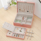 Double-Layer Velvet Jewelry Box High Capacity PU Leather Jewelry Storage Box Large Space Jewelry Holder Gift Box Organizer