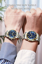 BINBOND 2pcs Couple Watches Fashion Top Brand Men Ladies for Quartz Watch Lover Waterproof Stainless Steel Watch Valentine Gift