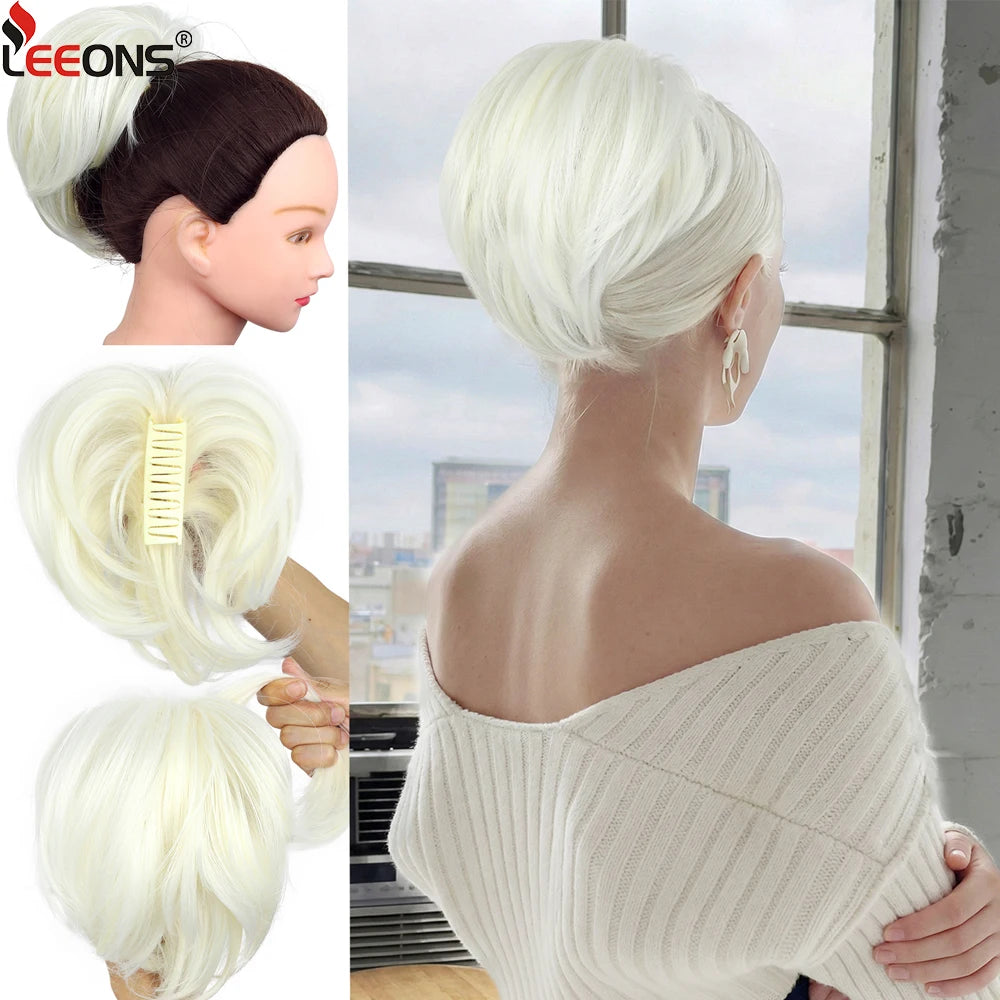Synthetic Short 10 Inch Straight Claw Clip Ponytail Extensions Blonde Black False Layered Pony Tails Hair Pieces For Women