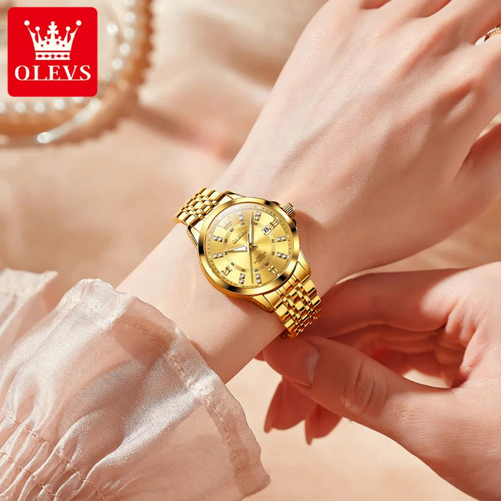 OLEVS 3620 Womens Watches Original Brand Elegant Fashion Quartz Wirtwatch For Ladies Waterproof Luminous Diamond Scale Reloj