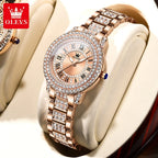 OLEVS 9943 Fashion Ladies Watch Full Diamond Roman Dial Waterproof Elegant Original Quartz Wristwatch For Women