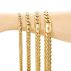 6-14mm Gold Color Stainless Steel Cuban Miami Link Chains Necklaces for Men Hip Hop Rapper Jewelry