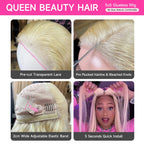 613 Glueless Wigs Human Hair 5x5 Lace Closure Wig Bone Straight Blonde Pre Plucked Glueless Wig Remy Human Hair Wigs Ready To Go
