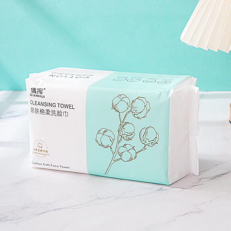 1 Pack 30 Count Thickened Disposable Face Towel 100% Cotton Soft Fabric Travel Cleansing Dry Wet Makeup Remover Pearl Cotton Reu