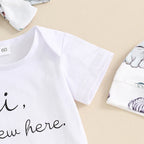 Citgeett Summer Infant Baby Boys Girls Outfits Short Sleeve Animal Print Romper + Pants + Headband + Hat Set Clothes