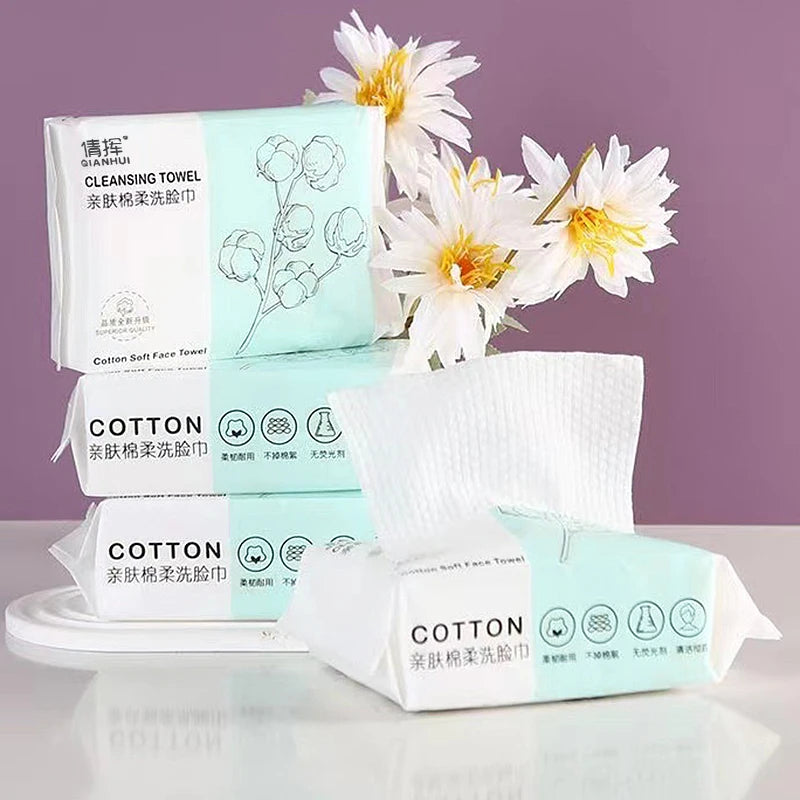 1 Pack 30 Count Thickened Disposable Face Towel 100% Cotton Soft Fabric Travel Cleansing Dry Wet Makeup Remover Pearl Cotton Reu