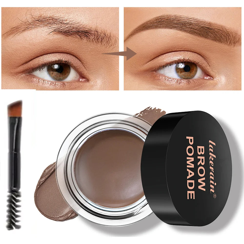 Lakerain Brow Pomade with Dual-Ended Brush Long-Lasting Waterproof Sweatproof Natural Smooth Eyebrow Brow Pencil Makeup