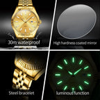 OLEVS 5593 Original Quatz Watch For Men Luxury Top Brand Stainless Steel Waterproof Auto Date HD Luminous Luxury Man Watch