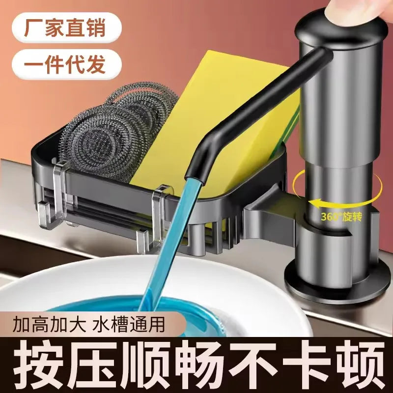 Kitchen Counrtertop Dishes Dispenser with Extention Tube Hand Press Soap Liquid Pump Plastic Soap Dispenser for Sink Accessories