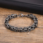 Chunky Byzantine Bracelets for Men Boys,8mm Stainless Steel Braided Link Wristband,Vintage Jewelry Gift for Him