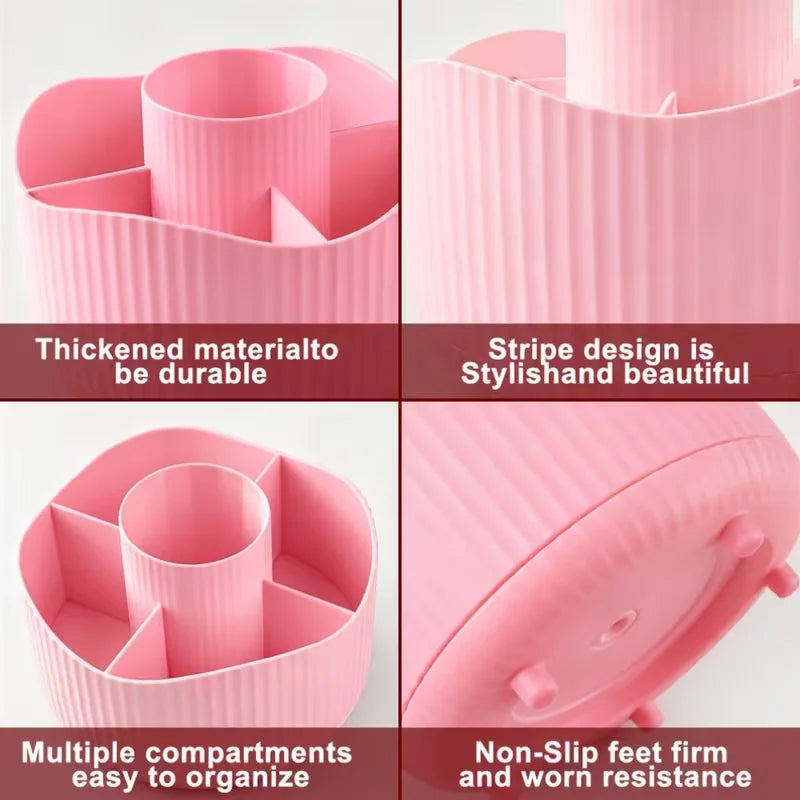 360° Rotating Makeup Organizer Multi-Functional Holder for Brushes, Lipsticks, Skin Care Products, and Stationery - Durable